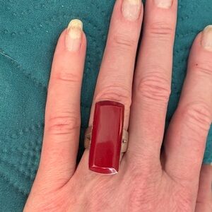 Bold Red Carnelian Rectangular Ring